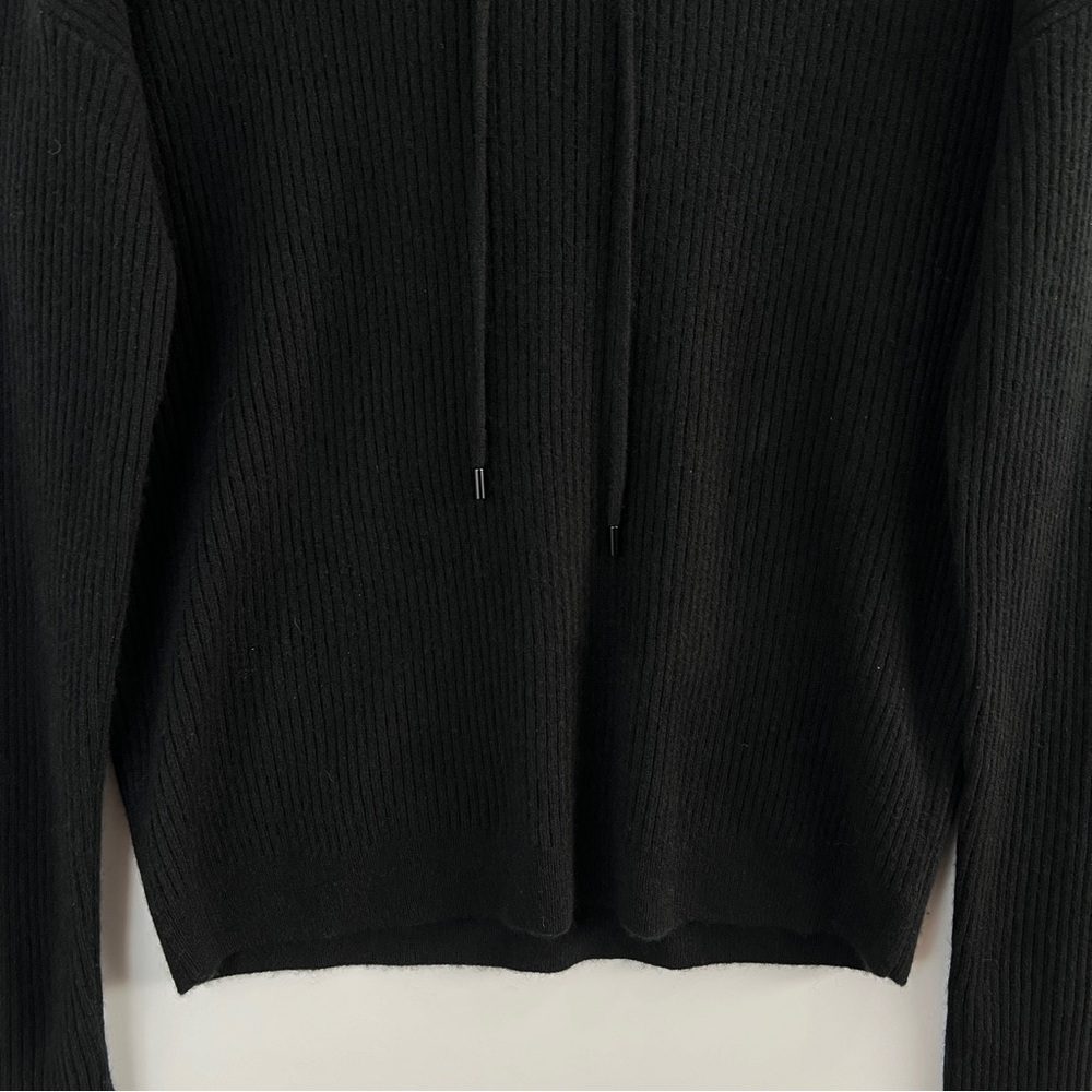 NWT Naadam Luxe Cashmere Ribbed Hoodie Pullover Sweater Black XS - Picture 5 of 11